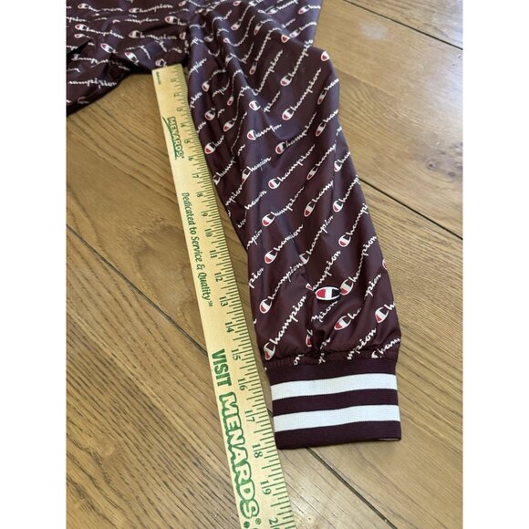 Champion Life All‎ Over Print Maroon Satin Baseball Jacket Mens Sz Medium Preppy - Picture 14 of 16